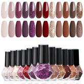 Modelones Nail Polish Set Burgundy red finish for a long lasting fall manicure.