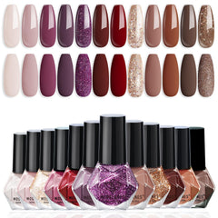 Modelones Nail Polish Set Burgundy red finish for a long lasting fall manicure.