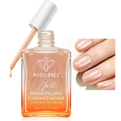 Modelones nail strengthener and growth glitter in dark brown for stronger nails and shine.