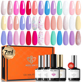 Modelones neon gel polish set on display with 20 vibrant colors for versatile at‑home nail art