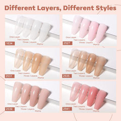 Neutral nude and sheer pink shades by Modelones for versatile nail looks.