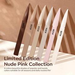 Modelones nude acrylic powder application swatches demonstrate smooth, bubble-free results.