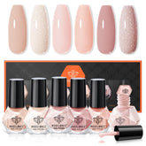 Modelones Nude Nail Polish Set bubble bath bottles showing six quick-dry colors