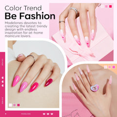 Modelones pink acrylic powder bottle close-up for smooth, even application.
