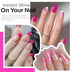 Modelones pink gel nail polish bottle under LED lamp highlighting quick cure.