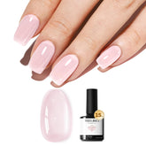 Modelones pink jelly gel polish swatch showing translucent nude finish for versatile looks