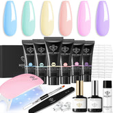 Modelones poly gel nail kit with six pastel colors for versatile nail art.