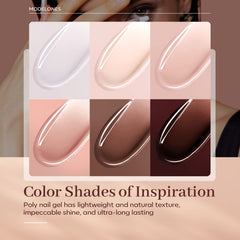 Modelones poly nail gel application in progress for DIY salon-quality nails at home.