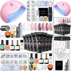 Modelones poly nail gel kit with eight rosy pink colors for versatile at-home manicures.