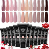 Modelones poly nail gel set with 12 colors for at-home salon nails.