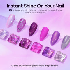 Modelones purple and silver glitter powder close-up illustrating chameleon shimmer effect
