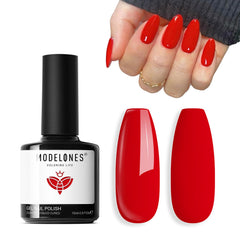 Modelones red gel nail polish bottle with Ferrari red gloss for vibrant nails