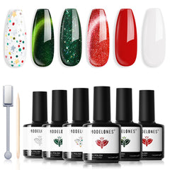 Modelones red green white gel set bottles showcase festive nail art