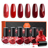 Modelones red nail polish set with six shades for bold, long-lasting color.