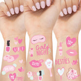 Modern Whimsy Spa Party Tattoos showcase 66 designs for shared sleepover fun