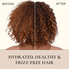 MOEHAIR argan oil leave-in conditioner being applied to hair lengths for smoothness