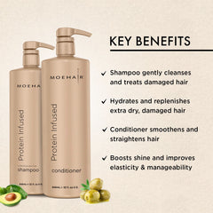 MOEHAIR protein conditioner jar emphasizes repair and smoothness.