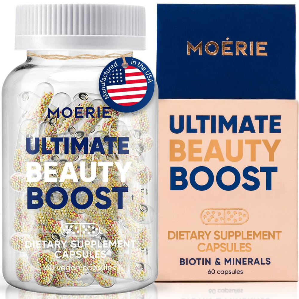 Moerie Ultimate Hair Boost bottle supports daily hair health