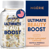 Moerie Ultimate Hair Boost bottle supports daily hair health