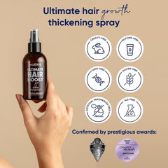 Moerie spray application on scalp with massage motion