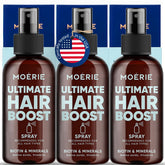 Moerie Ultimate Hair Boost Spray bottle close-up for scalp care