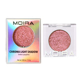 Moira Chroma Light Shadow 014 Birthday Girl with foiled metallic finish for bold lids.