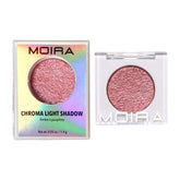 Moira Chroma Light Shadow Tempting 002 swatch reveals rich metallic pigment for bold looks.