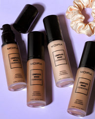 Moira Complete Wear Foundation skin blur close-up highlights pore-minimizing texture