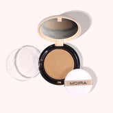 Moira Complete Wear Powder Foundation compact close-up showing smooth natural matte coverage