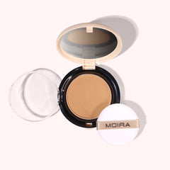 Moira Complete Wear Powder Foundation compact front view with natural matte finish
