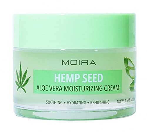 Moira Hemp Seed Aloe Vera Cream bottle highlights rich hydration and barrier support.