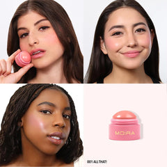 Moira Soft Blush Balm 001 creamy texture delivers natural glow.