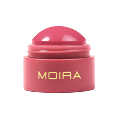 Moira Soft Blush Balm swatch on cheek reveals natural color and dewy glow