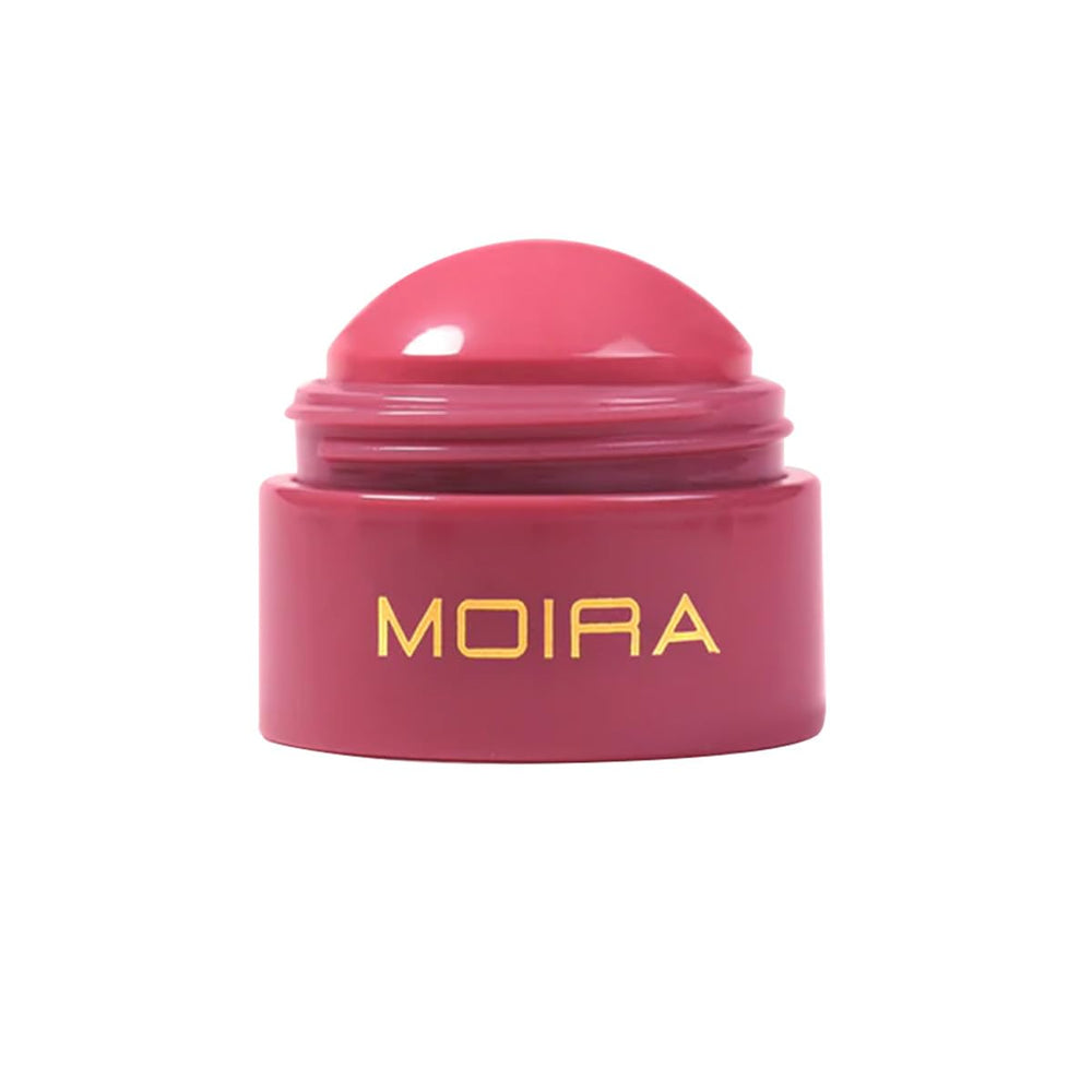 Moira Soft Blush Balm swatch on skin showing creamy, blendable color for a dewy finish.
