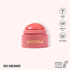 Moira Soft Blush Balm Dreamer creamy texture for a gentle flush.