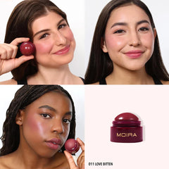 Moira Soft Blush Balm Love Bitten creamy texture glides on smoothly for easy blending