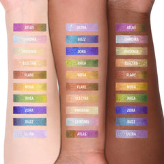 Moira Supernova Multichrome Gel Liner 010 Ultra swatch reveals shifting chromatic tones for dynamic eye looks