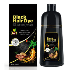 MOISTAR Black Hair Dye Shampoo bottle close-up showing premium packaging and color solution