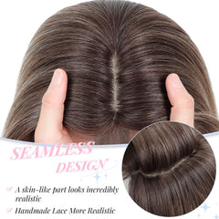 Molefi topper side-swept bangs create a fuller silhouette.