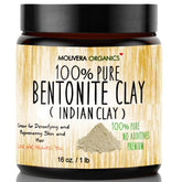 Molivera Organics bentonite clay packaging highlights eco-friendly materials for sustainable skincare.
