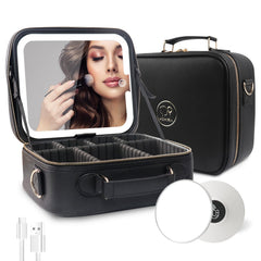 MOMIRA travel makeup bag with lighted mirror for on-the-go touchups.