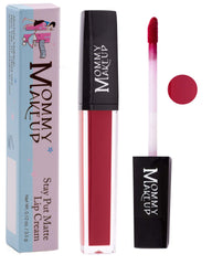 Mommy Makeup Stay Put Matte Lip Cream application with smooth, long-lasting color.
