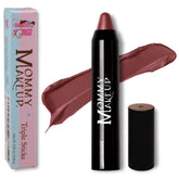 Mommy Makeup Triple Sticks lipstick swatch delivers rich color and smooth finish.