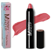 Mommy Makeup Triple Sticks Paris Pink lipstick swatch for smooth, long-lasting color.