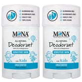 MONA unscented deodorant for kids stick 2-pack ready for school and sports