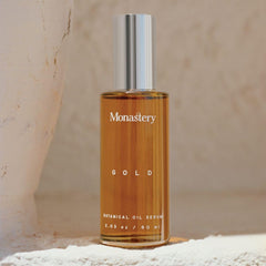 Monastery Gold Face Moisturizer application steps for layering with serums.