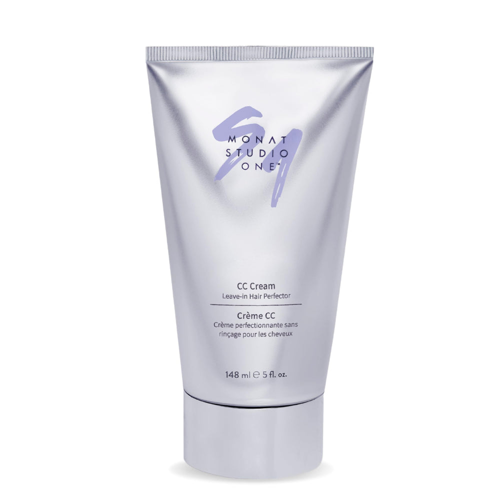 MONAT CC Cream for Hair bottle shows lightweight hydration for all hair types.