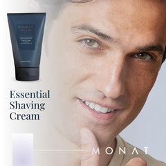 Lush foamy lather from MONAT cream ready to soften facial hair.