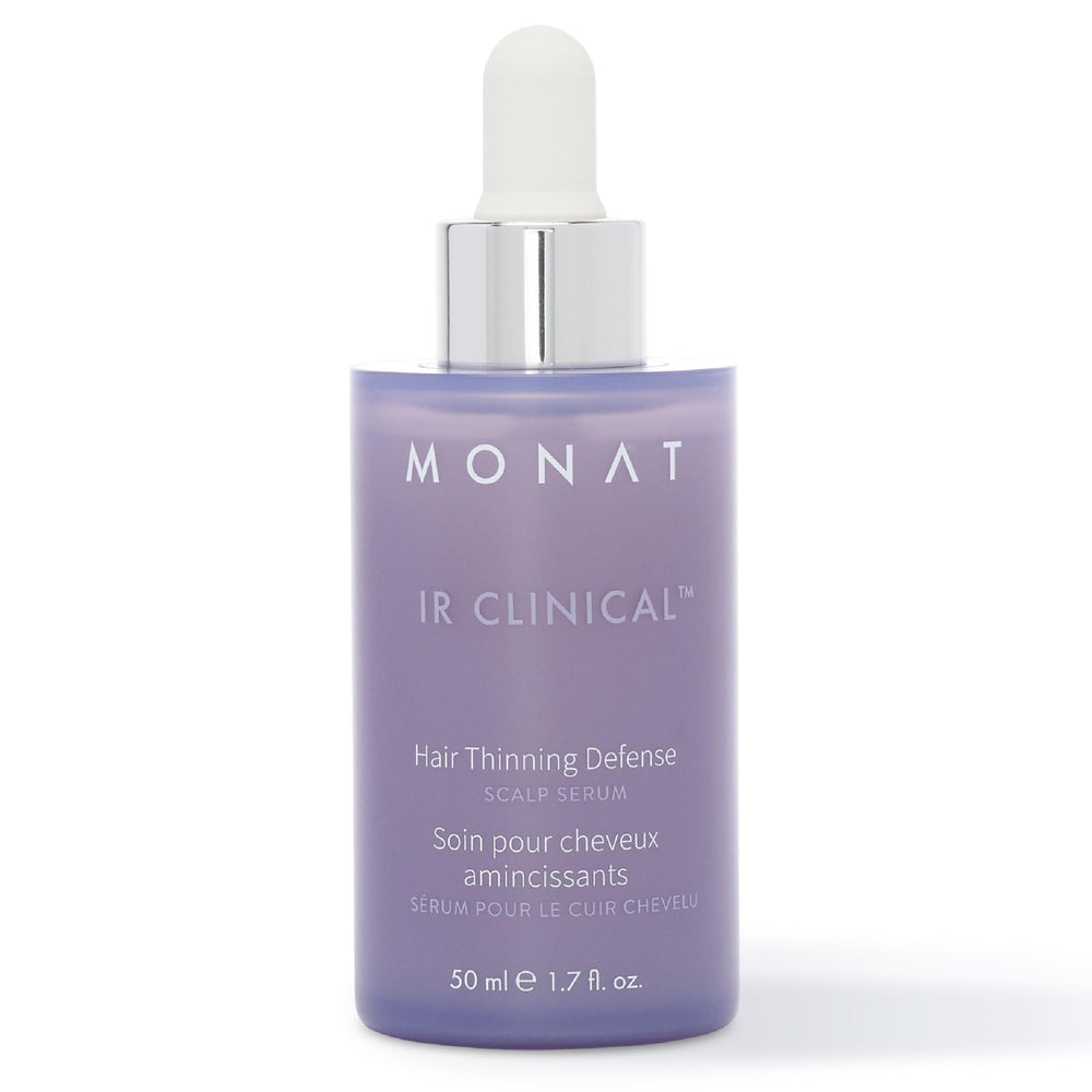 MONAT IR Clinical Hair Thinning Defense bottle for scalp nourishment and fuller-looking hair.