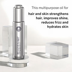 MONAT Rejuveniqe oil bottle being dispensed for easy application.